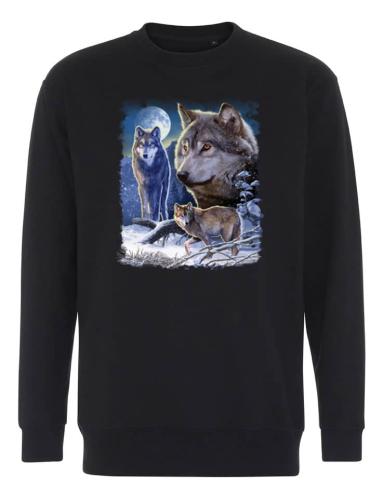 Collegetröja med vargar i vinterlandskap
