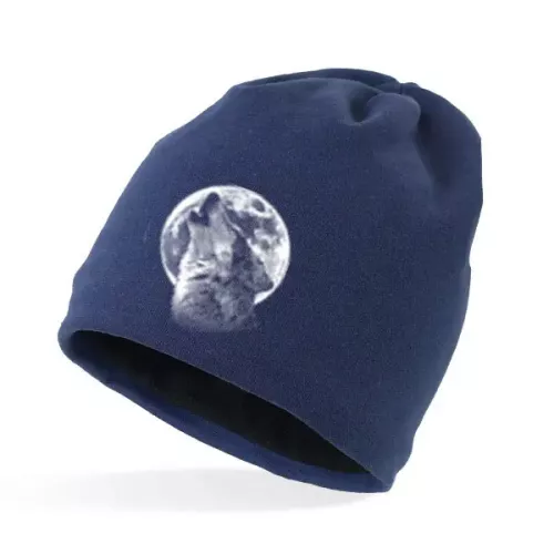 Fleecefodrad Mössa med Vargmotiv