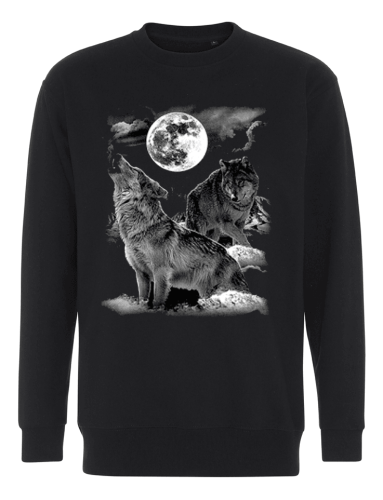 Collegetröja med Vargar mot fullmånen