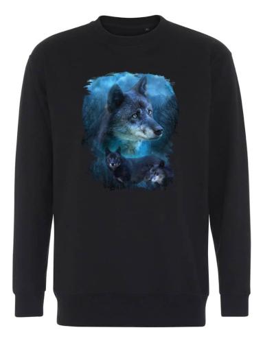 Collegetröja med svart varg