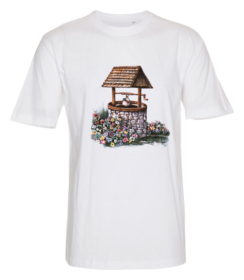 T-shirt med Blommor vid Brunn