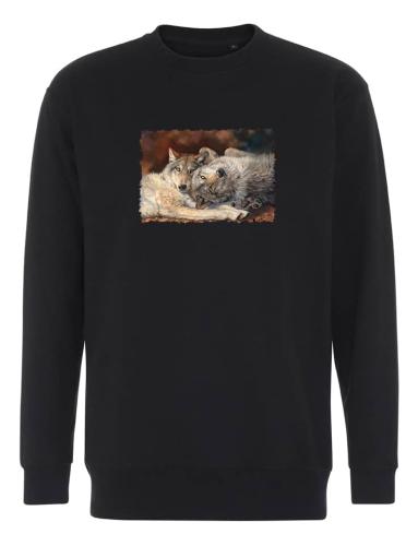 Collegetröja med 2 liggande Vargar