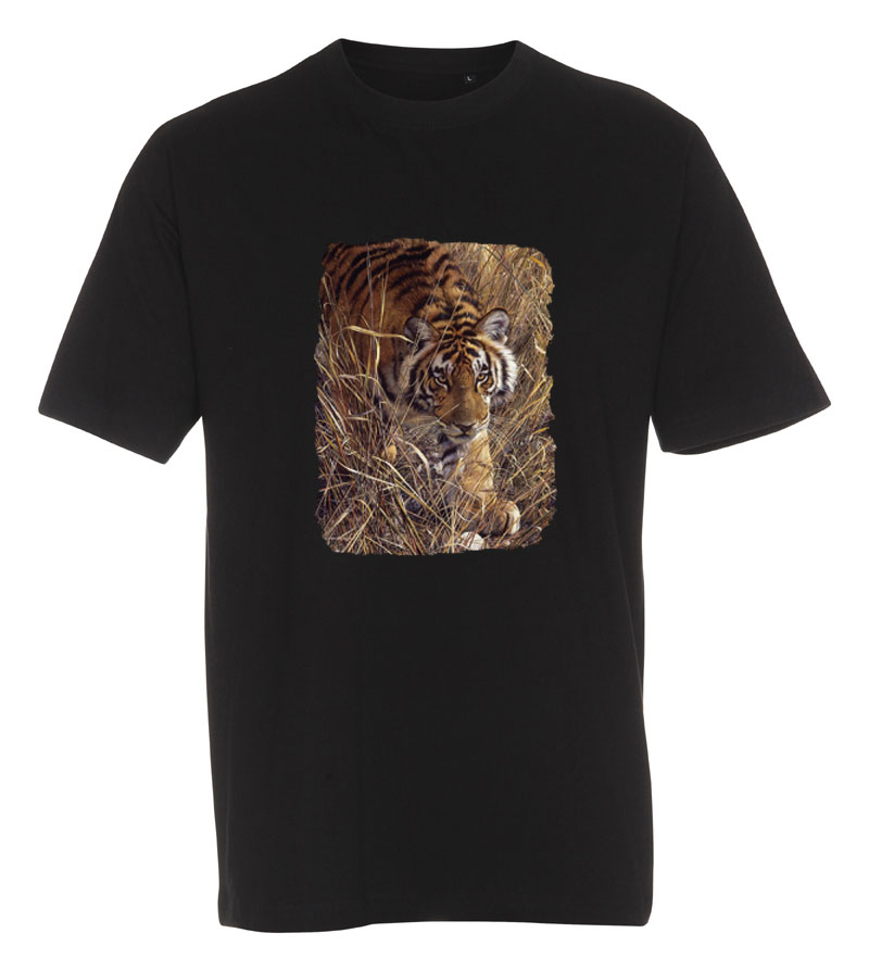 T-shirt med Tiger i högt gräs