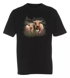 T-shirt med Highland Cattle