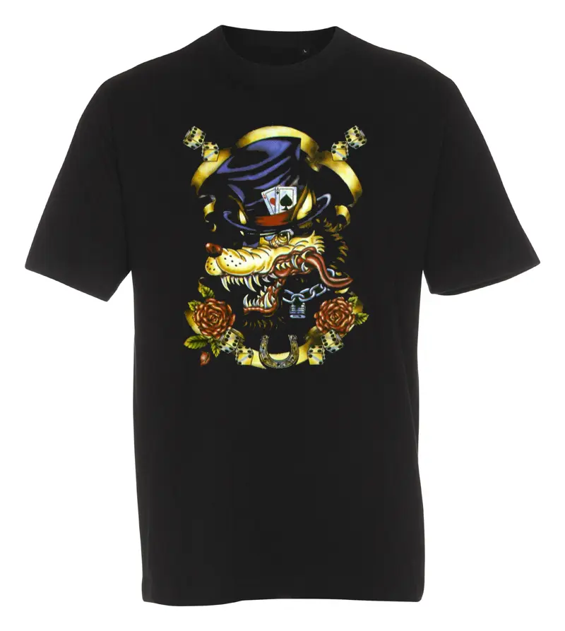 T-shirt Gambling Wolf Tattoo