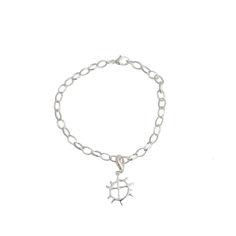Solhjul armlänk med berlock i silver