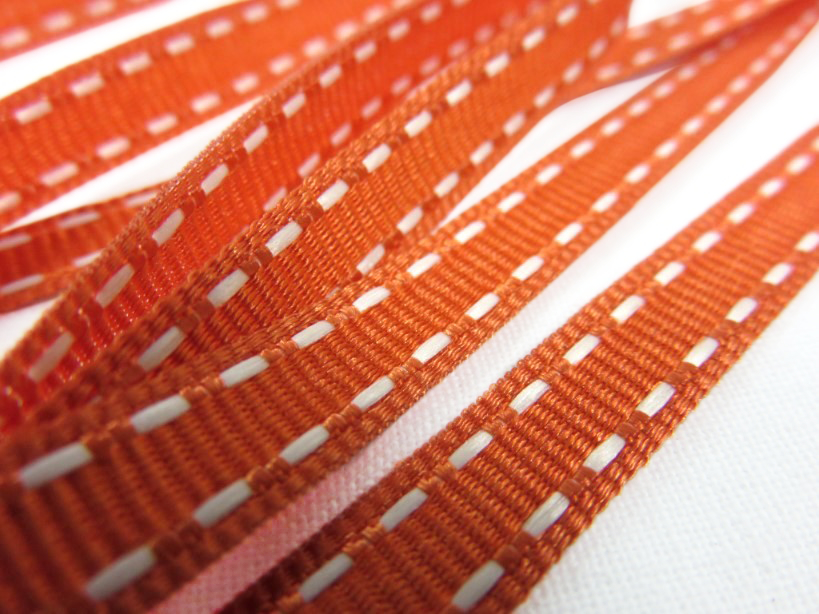 B342 Decorative Ribbon Lines 9 mm orange/white