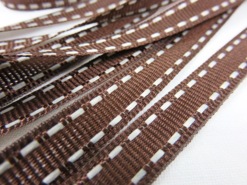 B342 Decorative Ribbon Lines 9 mm dark brown/white