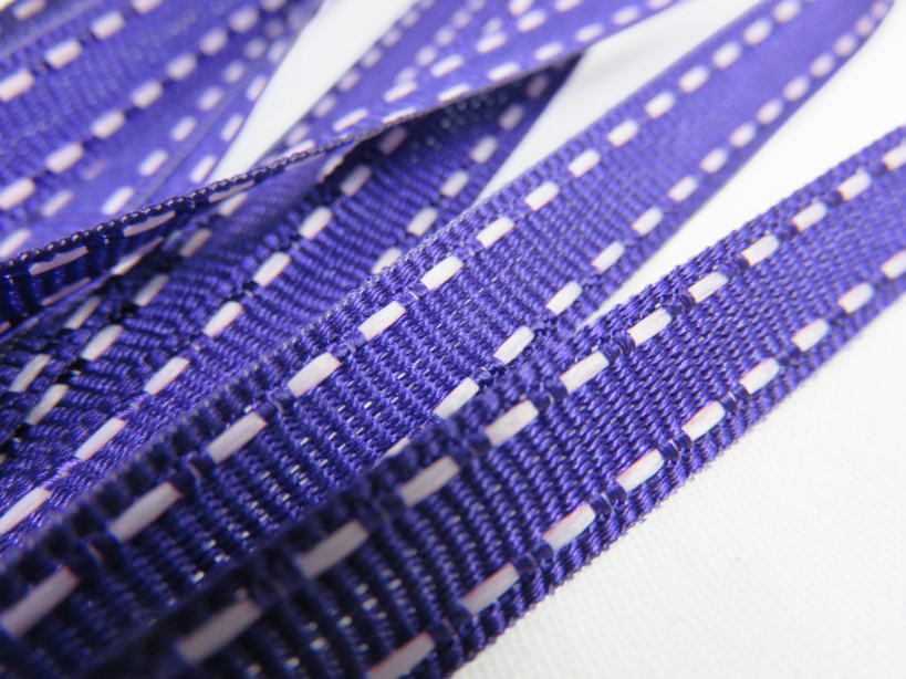 B342 Decorative Ribbon Lines 9 mm dark purple/white