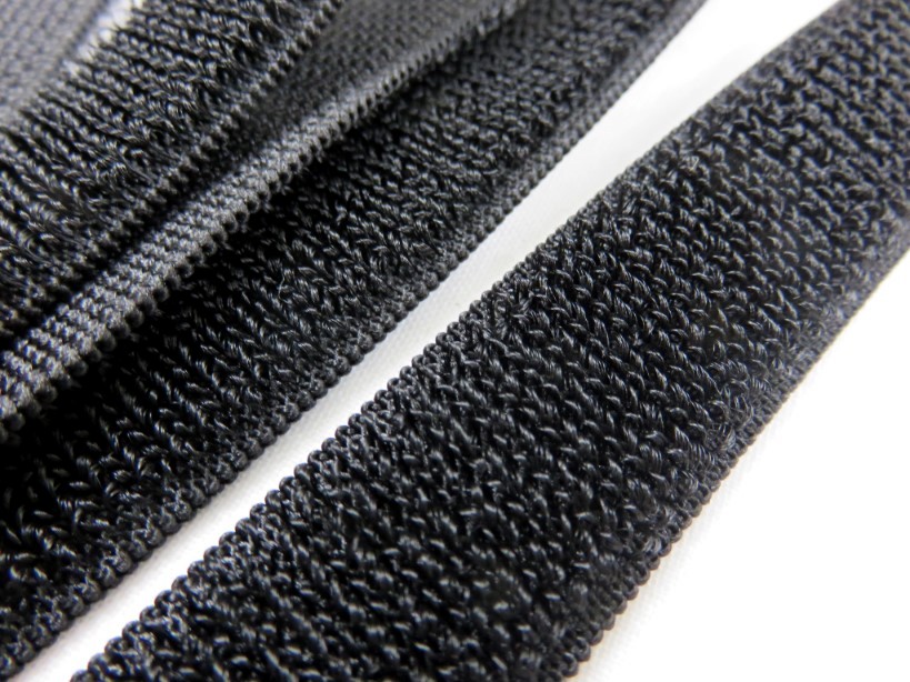 B371 Kardborrband elastiskt 20 mm svart (mjuk)