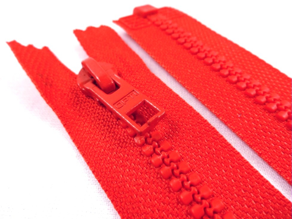 D057 Plastic Zipper 52 cm Opti One-way Separating red