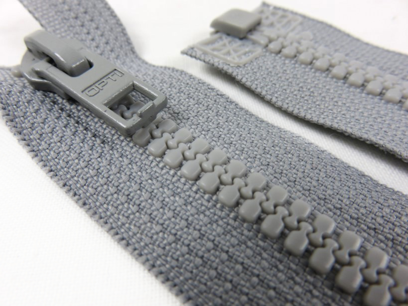 D057 Plastic Zipper 62 cm Opti One-way Separating grey