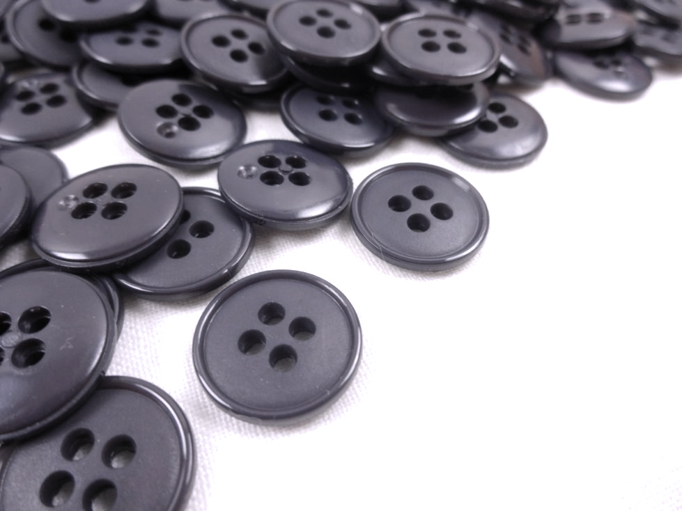 K037 Plastic Button 16 mm Basic dark grey