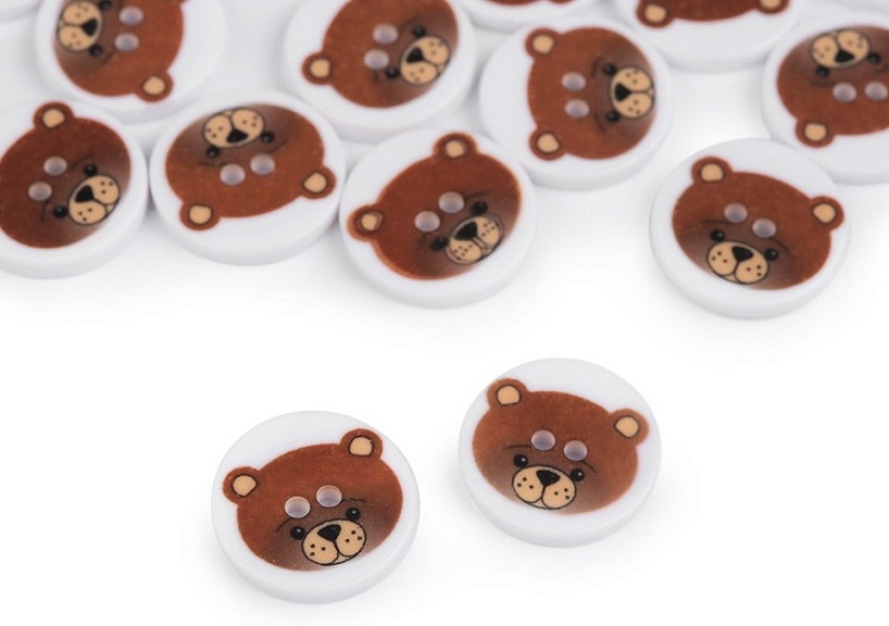K347 Plastic Button Teddy Bear 15 mm