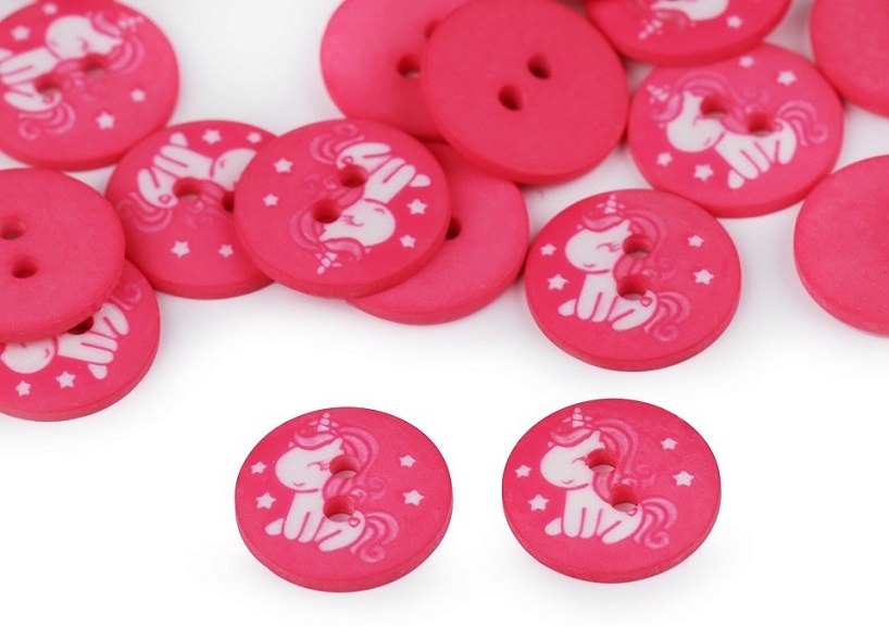 K350 Plastic Button Unicorn pink 15 mm