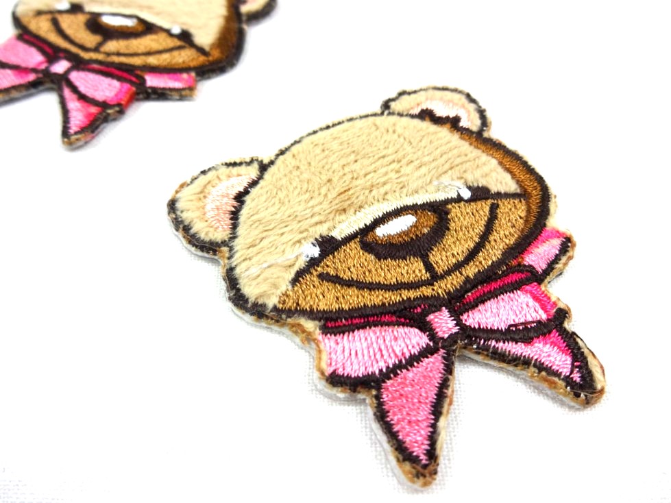 M213 Iron-On Patch Bear With Bow pink