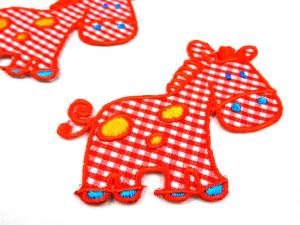 M218 Iron-On Patch Horse red