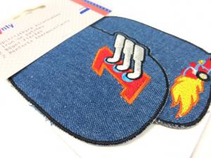 M903 Iron-On Knee Patch with Car blue
