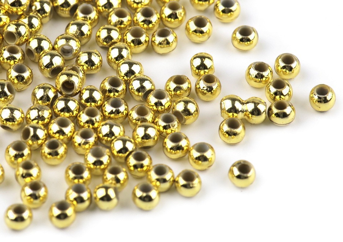 P233 Plastpärlor metallic 3 mm guld (1000 st)