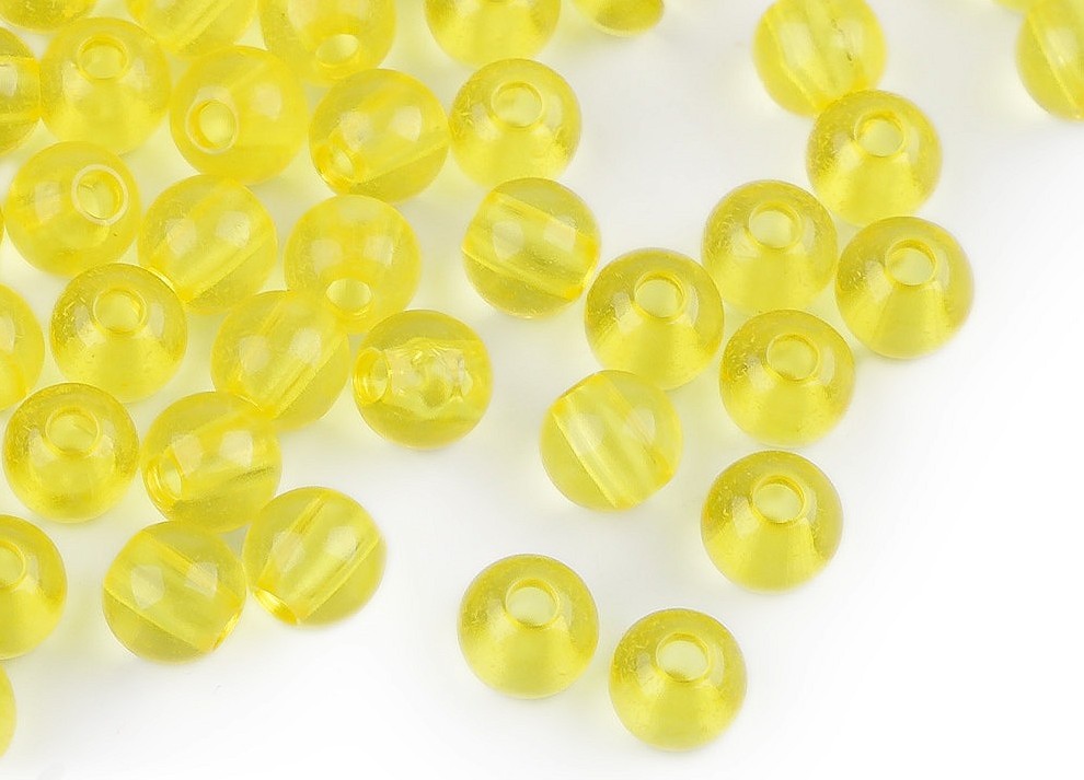 P241 Plastpärlor transparent 6 mm gul (150 st)