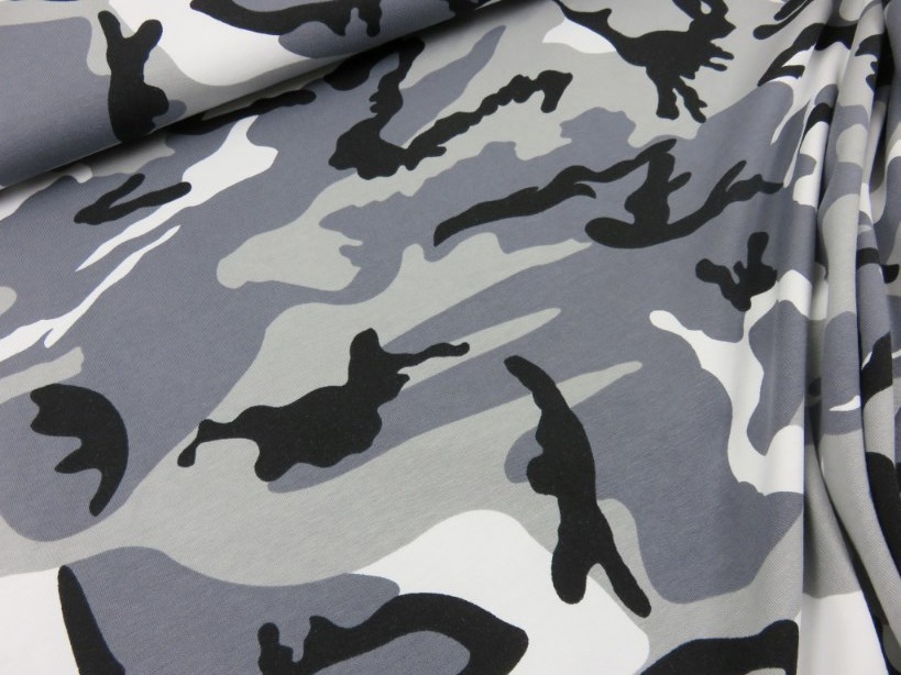 Jersey Fabric Camouflage grey