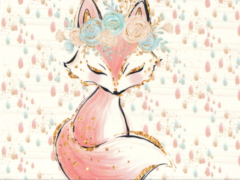 T5042 Sweatshirt Fabric Wildlife Fox (40 x 50 cm)