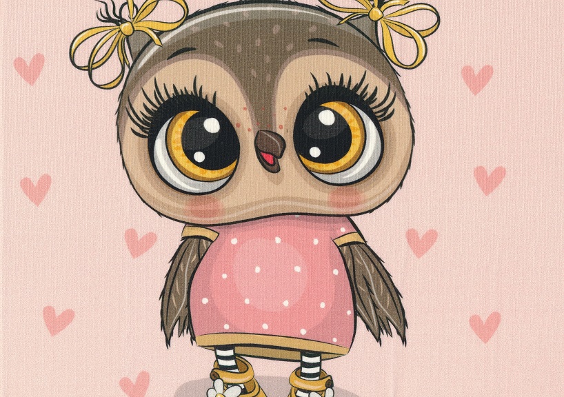 T5322 Sweatshirt Fabric Owl pink (40 x 50 cm)
