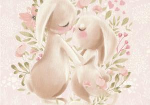 T5454 Sweatshirt Fabric Rabbits In Love (40 x 50 cm)