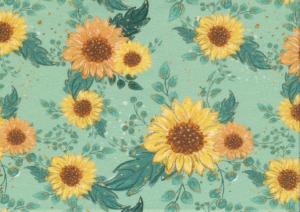 T5726 Jersey Fabric Sunflowers green