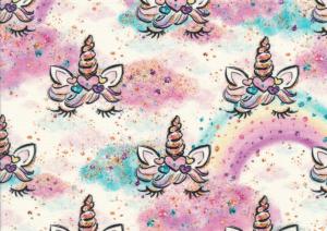 T5790 Jersey Fabric Pink Clouds and Unicorns