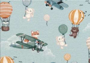 T6103 Jersey Fabric Flying Animals blue