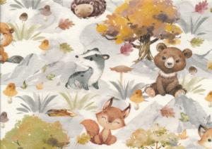 T6221 Jersey Fabric Baby Animals in Forest