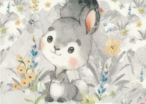 T6308 Sweatshirt Fabric Summer Baby Rabbit (40 x 50 cm)