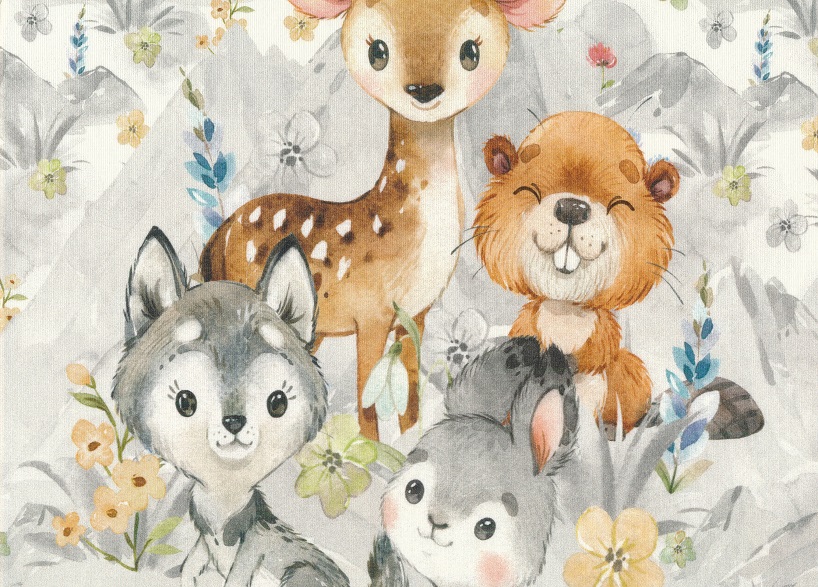 T6309 Sweatshirt Fabric Summer Baby Animals (40 x 50 cm)