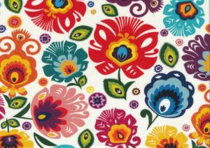 T6329 Jersey Fabric Colourful Flowers white