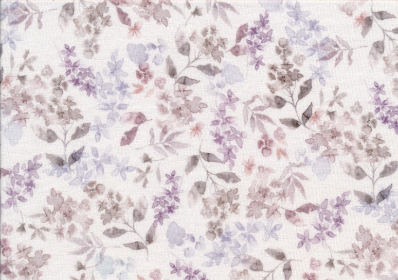 T6341 Jersey Fabric Lovely Flowers purple