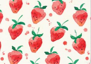 T6349 Jersey Fabric Strawberries white **