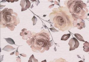 T6378 Jersey Fabric Roses brown