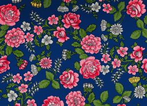 T6486 Jersey Fabric Flowers blue **
