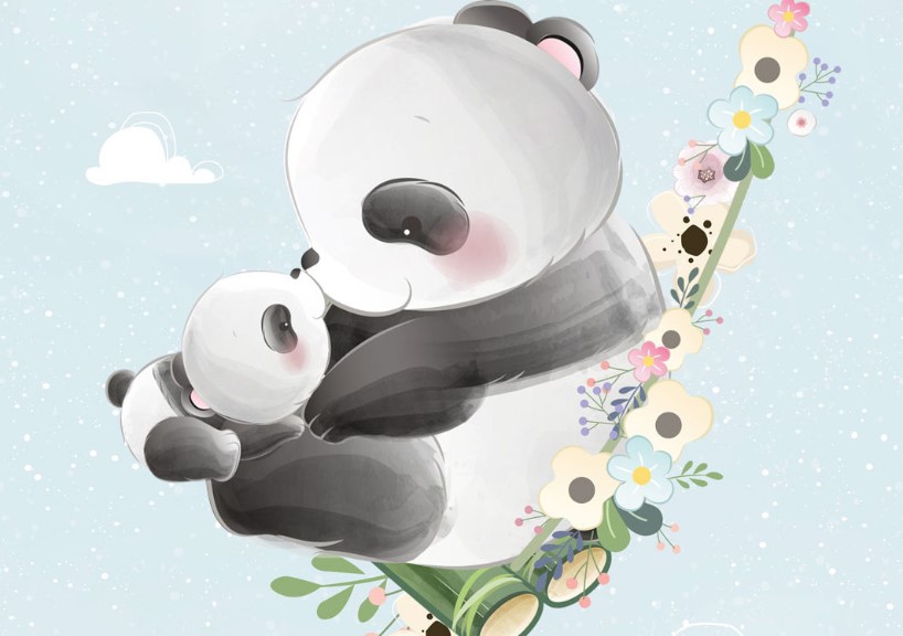 T6612 Sweatshirt Fabric Panda Hug (40 x 50 cm) **
