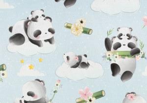 T6613 Sweatshirt Fabric Pandas on Clouds **
