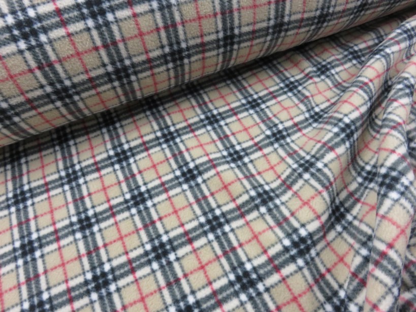 Fleece Fabric Check beige