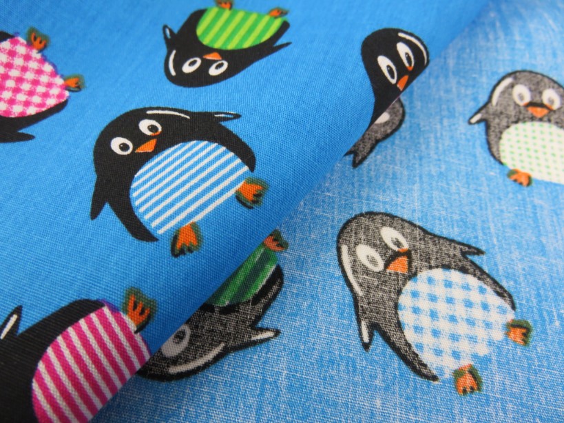 Cotton Poplin Fabric Penguin dark turquoise