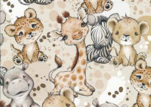 V652 Cotton Fabric African Animals with dots
