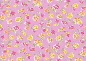 V684 Woven Viscose Fabric Small Flowers rosa
