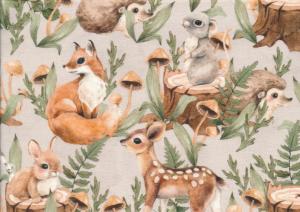 V701 Cotton Fabric Forest Animals beige