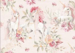 V702 Cotton Fabric Floral Unicorn **