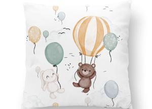 V923 Cotton Fabric Animals with Air Balloons (38 x 38 cm)**