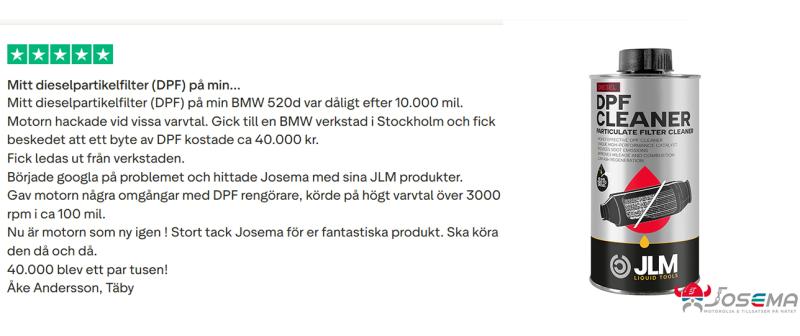 JLM DPF Cleaner recension från en nöjd kund