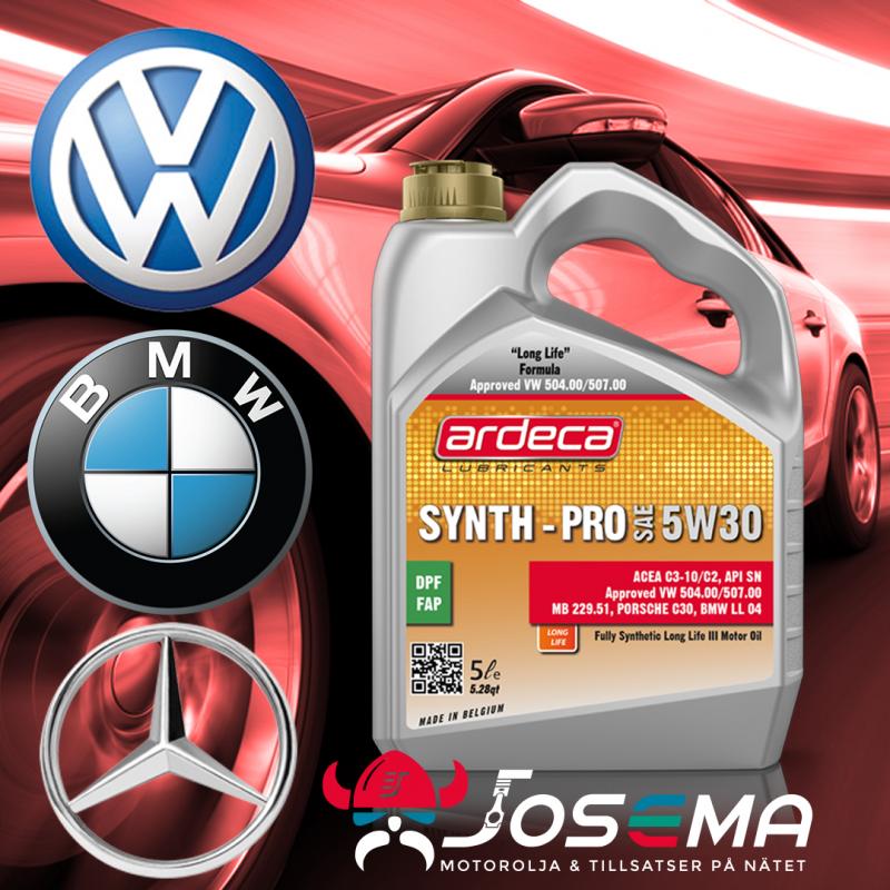 motorolja 5w30 för BMW Mercedes och VW Longlife motorolja Ardeca Synth Pro 5W30